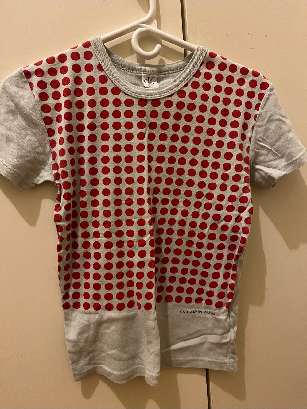 Calvin Klein light blue Tee with Red Dot Pattern M